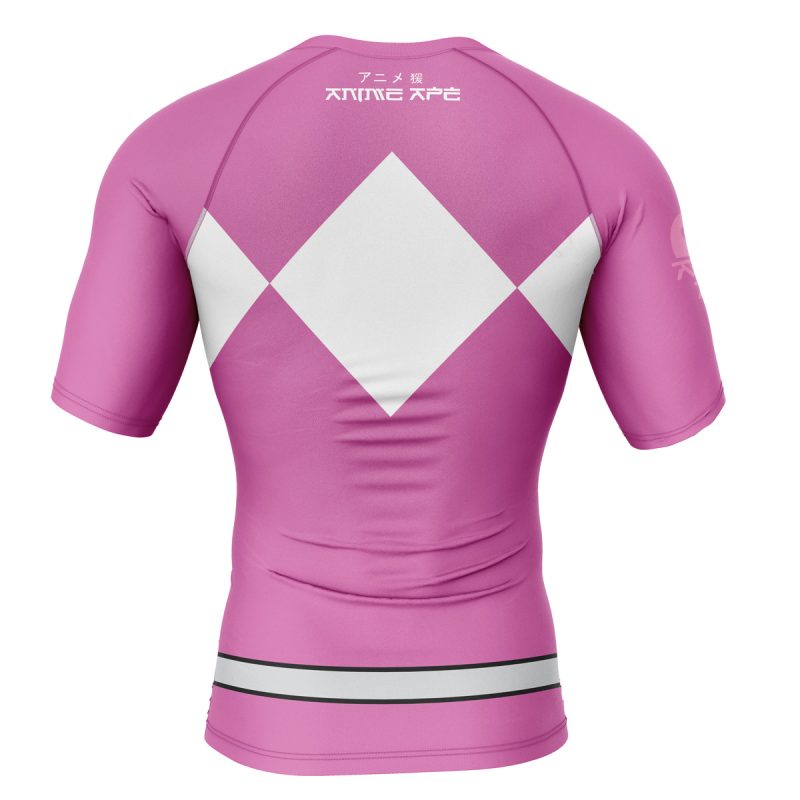Pink Ranger Mighty Morphin Power Rangers Short Sleeve Rash Guard Compression Shirt - Image 2