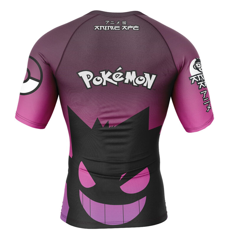 Gengar Nightshade Pokemon Short Sleeve Rash Guard Compression Shirt - Image 2