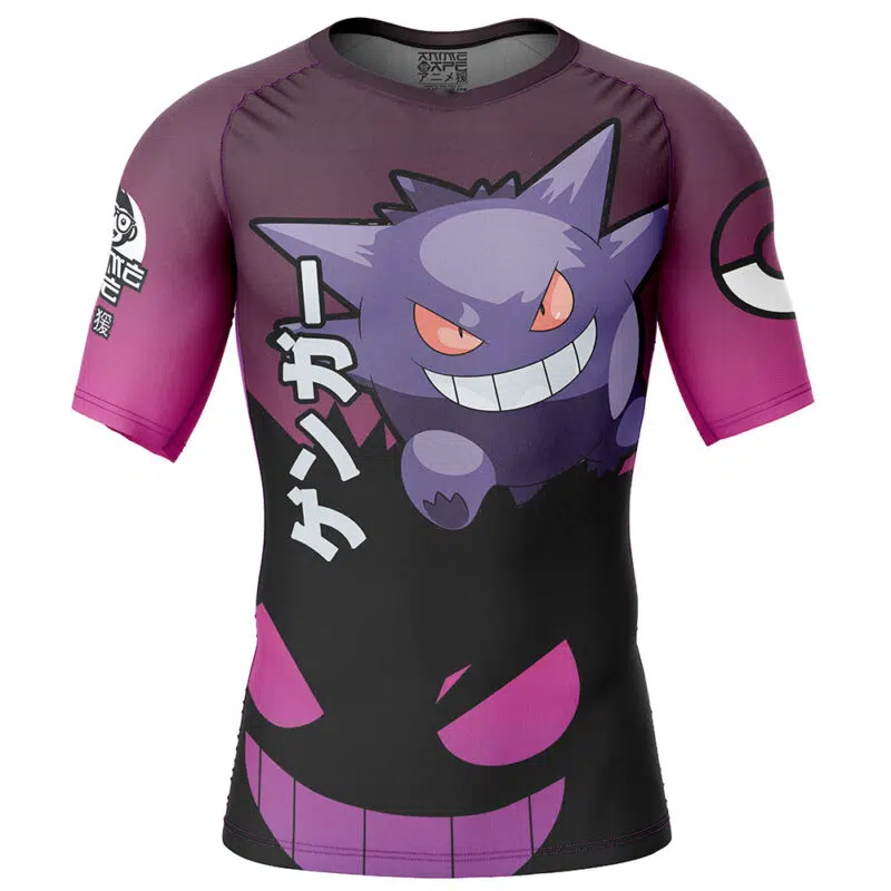 Gengar Nightshade Pokemon Short Sleeve Rash Guard Compression Shirt