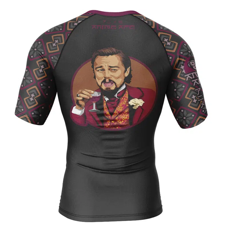 Laughing Leo DiCaprio Meme Short Sleeve Rash Guard Compression Shirt - Image 2