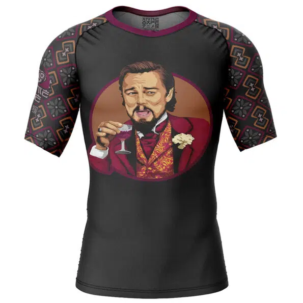 Laughing Leo DiCaprio Meme Pop Culture Short Sleeve Rash Guard Compression Shirt