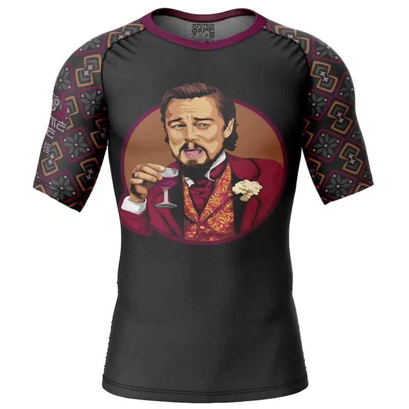 Laughing Leo DiCaprio Meme Pop Culture Short Sleeve Rash Guard Compression Shirt