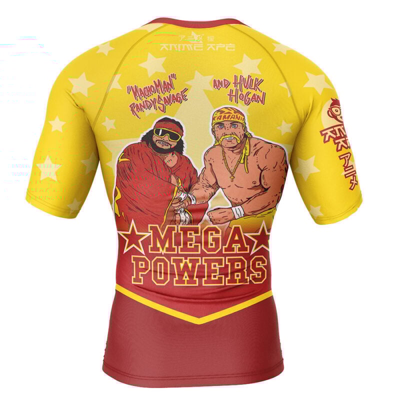 Mega Powers Macho Man and Hulk Hogan Short Sleeve Rash Guard Compression Shirt - Image 2