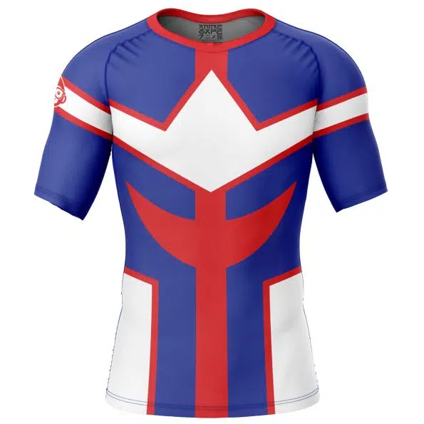All Might My Hero Academia Short Sleeve Rash Guard Compression Shirt