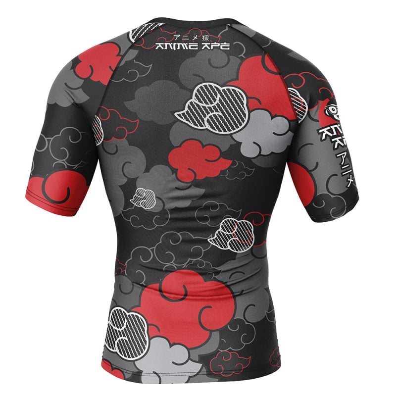 Black Aloha Akatsuki  Short Sleeve Rash Guard Compression Shirt - Image 2