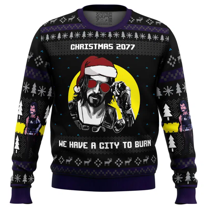 Christmas 2077 Cyberpunk 2077 Ugly Christmas Sweater