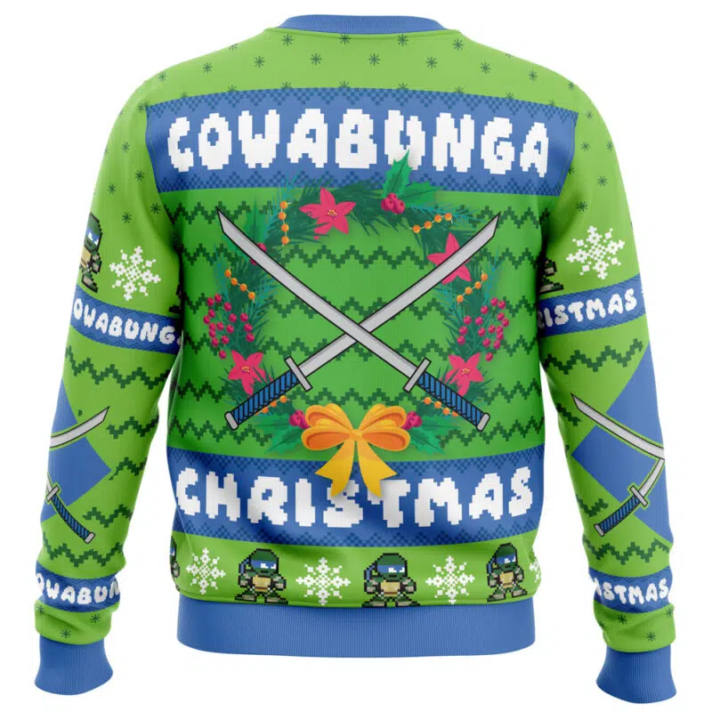 Cowabunga Leonardo Christmas Teenage Mutant Ninja Turtles Ugly Christmas Sweater - Image 2