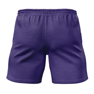Back view of Gengar Face Pokemon Gym Shorts, featuring an elastic waistband, shown on a plain white background.