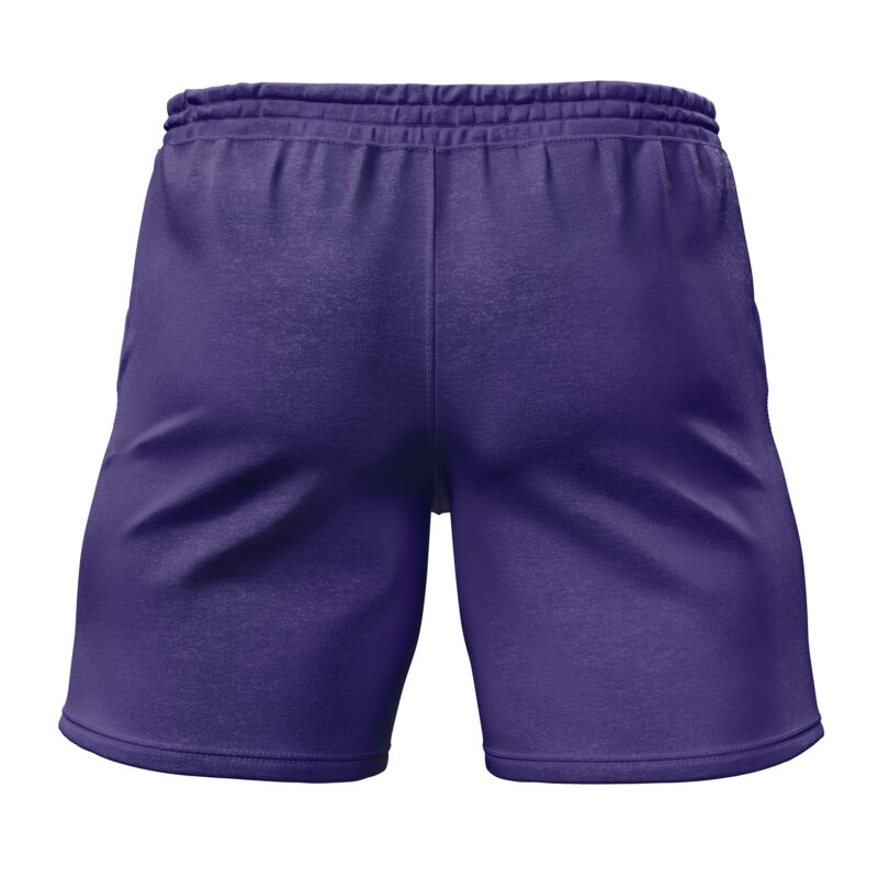 Back view of Gengar Face Pokemon Gym Shorts, featuring an elastic waistband, shown on a plain white background.