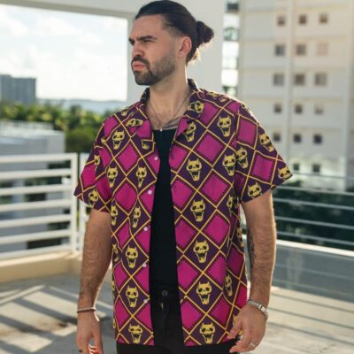 pro shoot Yoshikage Kira Killer Queen Jojo’s Bizarre Adventure Button Up Hawaiian Shirt