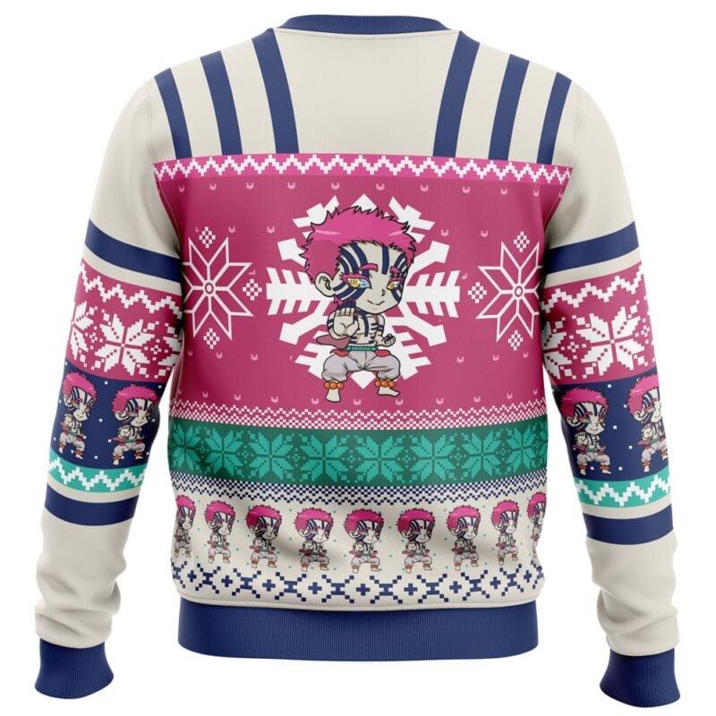 Chibi Christmas Akaza Demon Slayer Ugly Christmas Sweater - Image 2