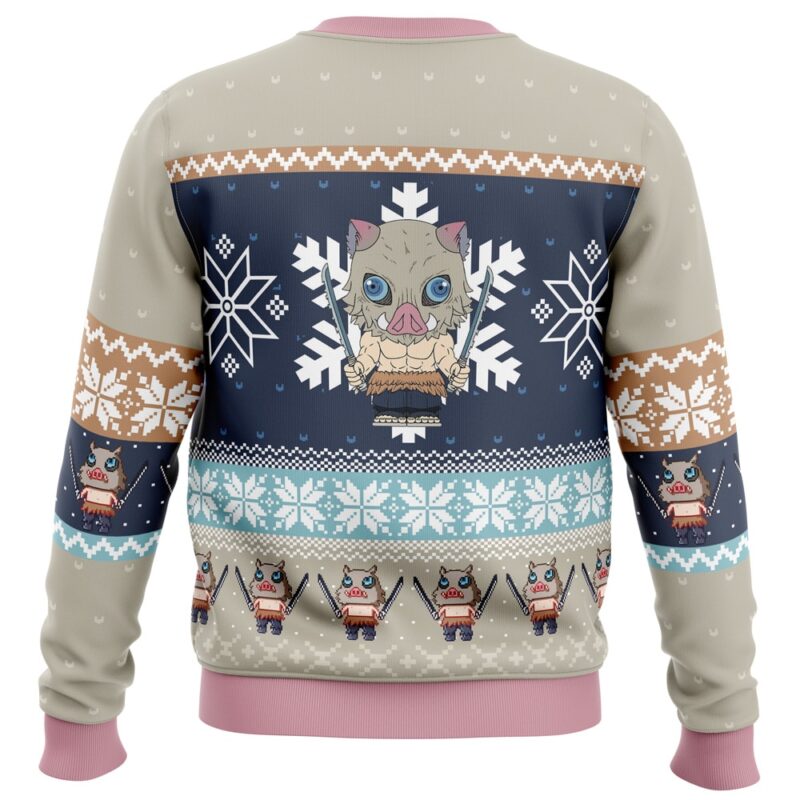 Chibi Christmas Inosuke Hashibira Demon Slayer Ugly Christmas Sweater - Image 2