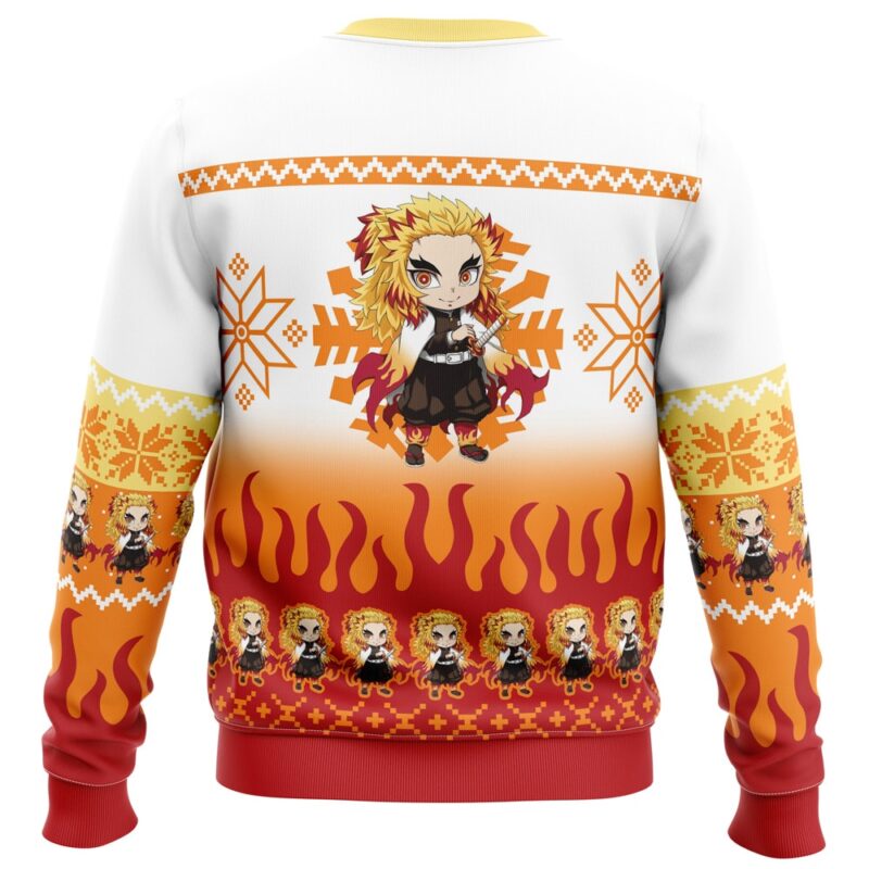 Chibi Christmas Kyojuro Rengoku Demon Slayer Ugly Christmas Sweater - Image 2