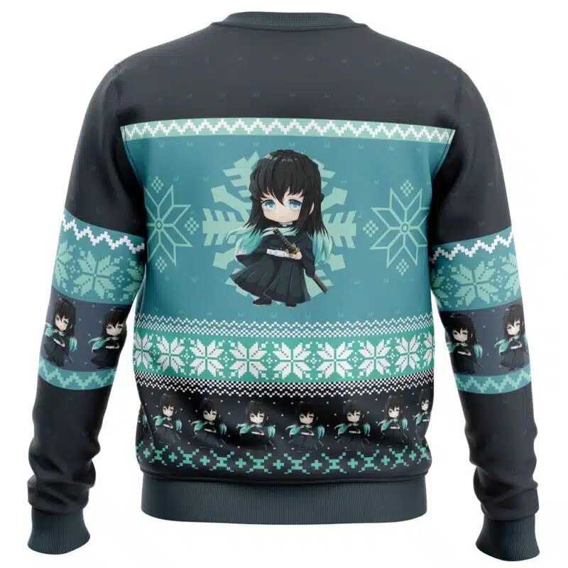 Chibi Christmas Muichiro Tokito Demon Slayer Ugly Christmas Sweater - Image 2