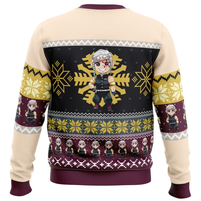 Chibi Christmas Tengen Uzui Demon Slayer Ugly Christmas Sweater - Image 2