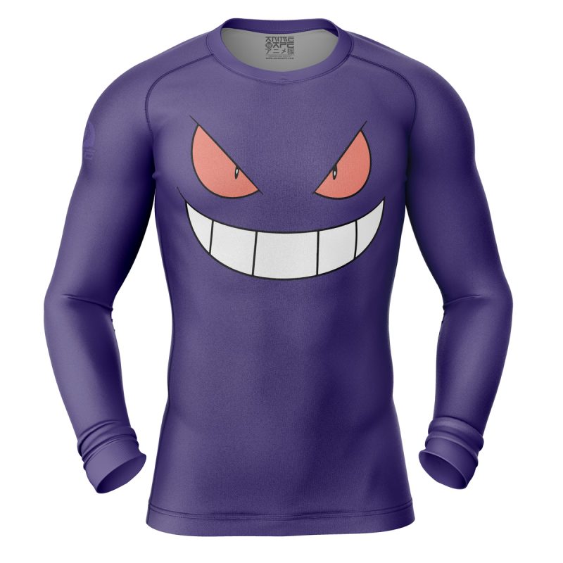 Gengar Pokemon Long Sleeve Rash Guard Compression Shirt