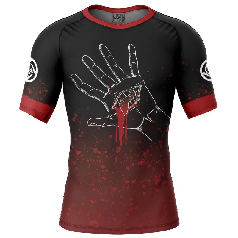 Itadori Yuji Hand Jujutsu Kaisen Short Sleeve Rash Guard Compression Shirt