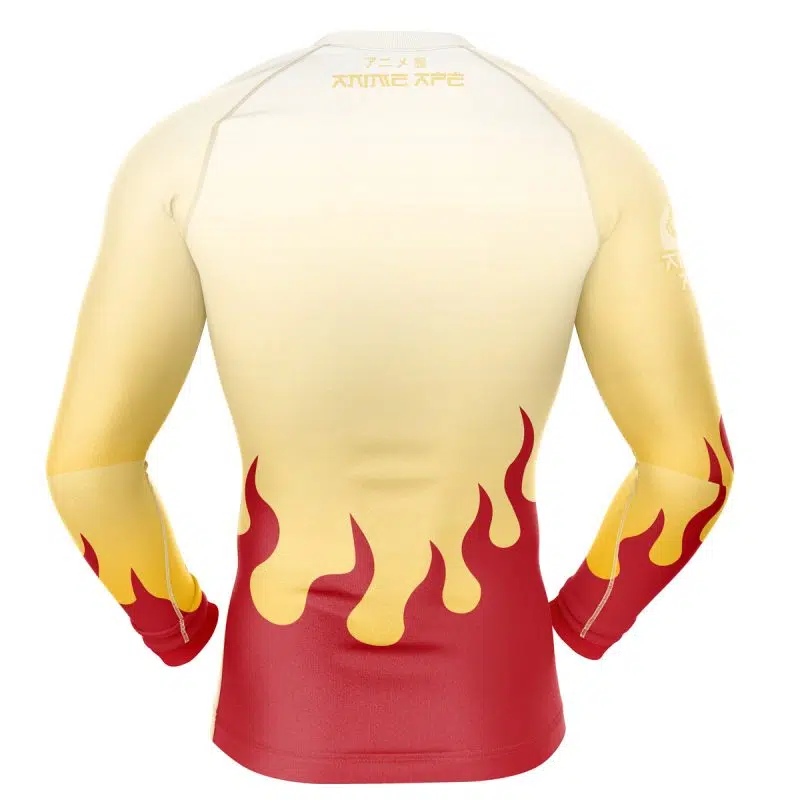 Kyojuro Demon Slayer Long Sleeve Rash Guard Compression Shirt - Image 2