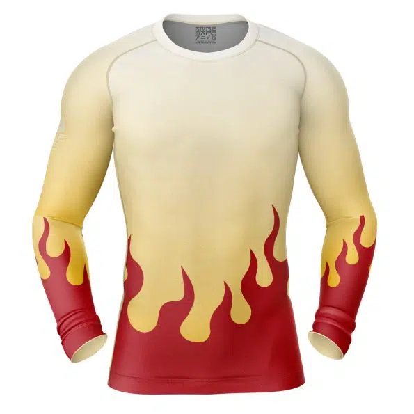 Kyojuro Demon Slayer Long Sleeve Rash Guard Compression Shirt