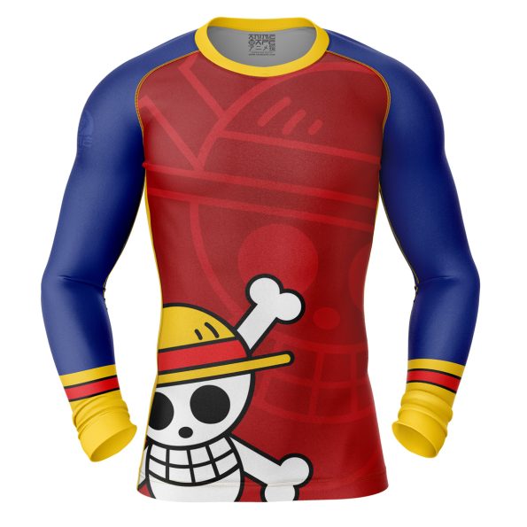 Monkey D. Luffy Straw Hat One Piece Long Sleeve Rash Guard Compression Shirt