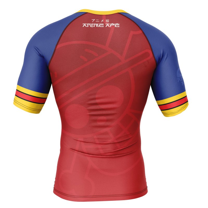 Monkey D. Luffy Straw Hat One Piece Short Sleeve Rash Guard Compression Shirt - Image 2