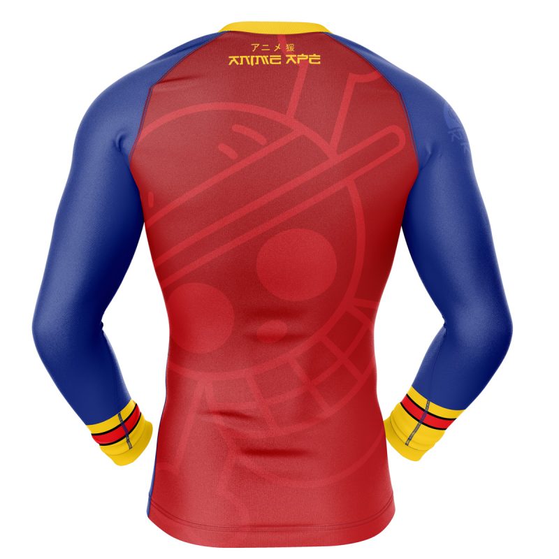 Monkey D. Luffy Straw Hat One Piece Long Sleeve Rash Guard Compression Shirt - Image 2