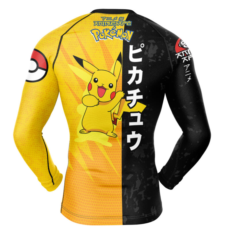 Pikachu Attack Pokemon Long Sleeve Rash Guard Compression Shirt - Image 2