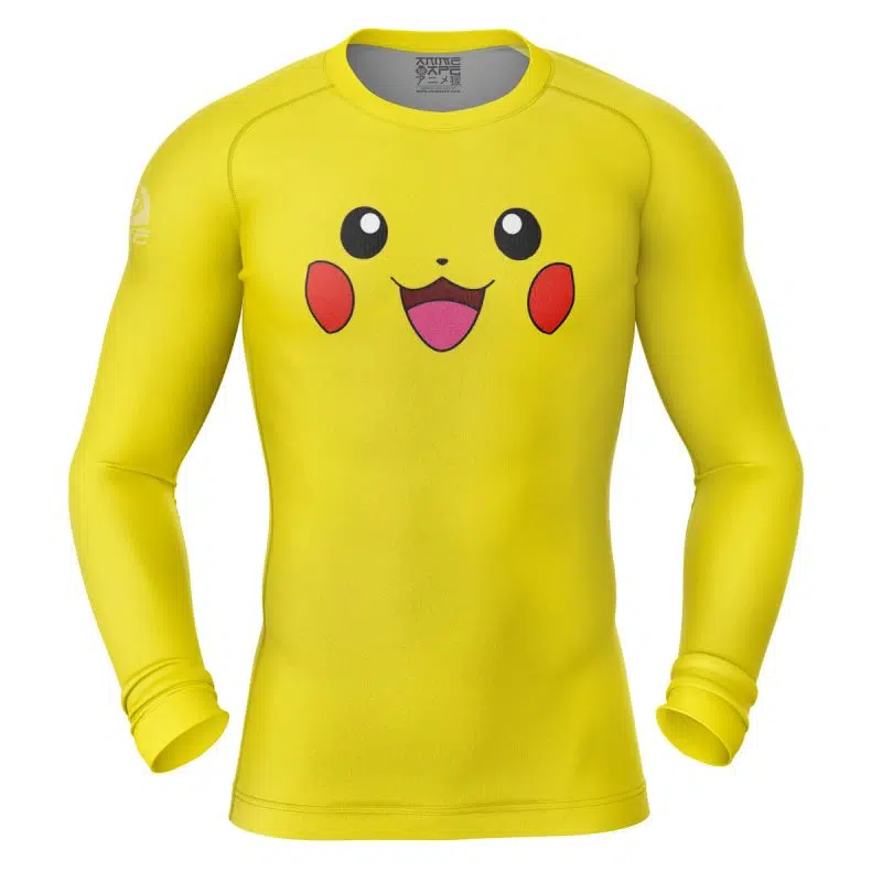 Pikachu Pokemon Long Sleeve Rash Guard Compression Shirt