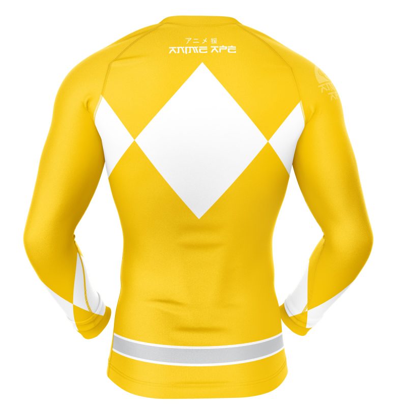 Yellow Ranger Power Rangers Long Sleeve Rash Guard Compression Shirt - Image 2