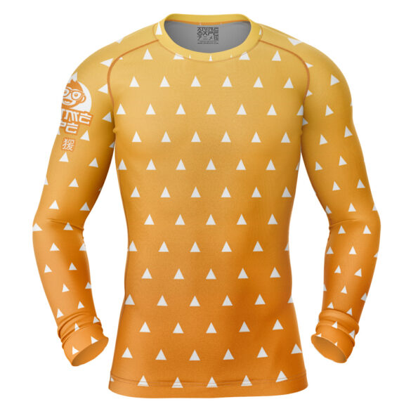 Zenitsu Agatsuma Demon Slayer Long Sleeve Rash Guard Compression Shirt
