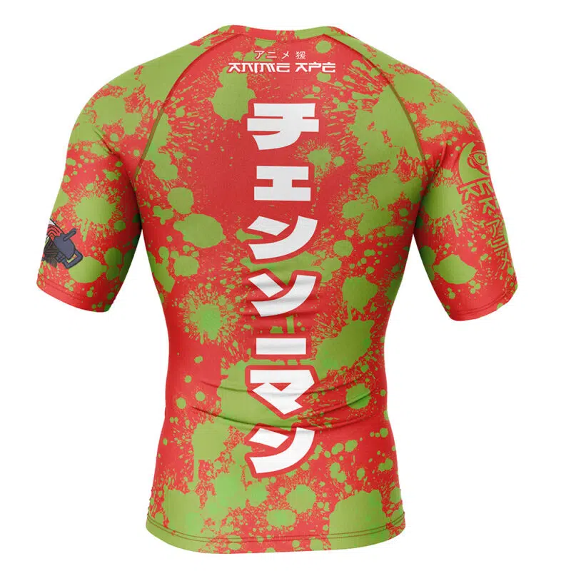 Denji Chainsaw Man Short Sleeve Rash Guard Compression Shirt - Image 2