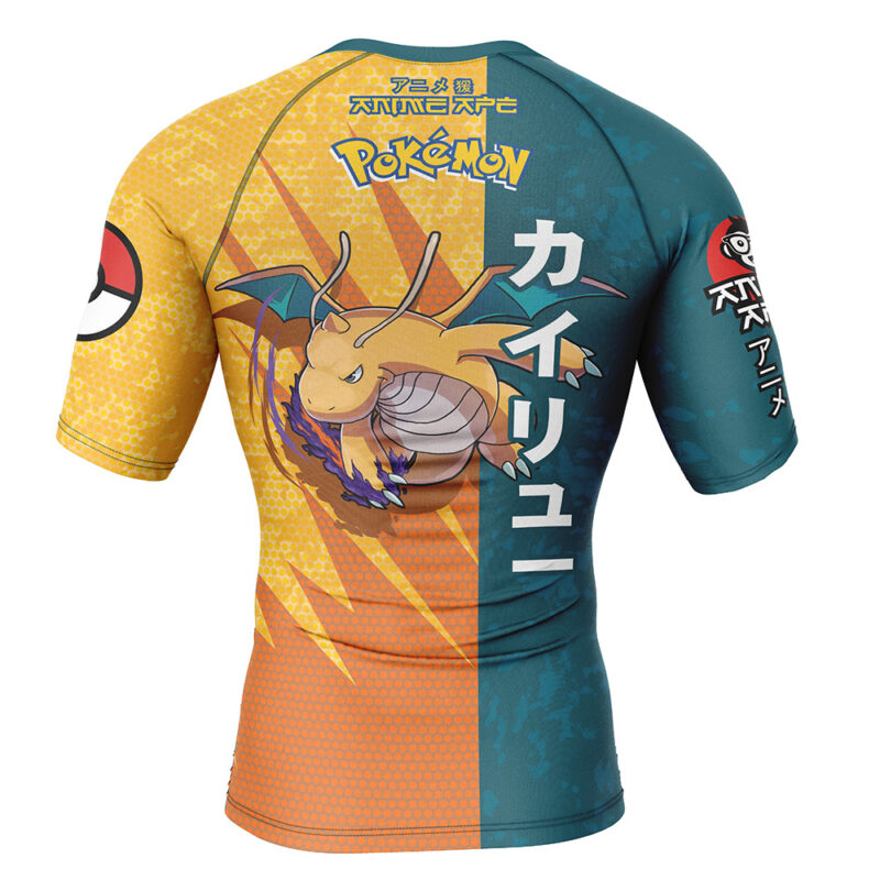 Dragonite Attack Pokemon Short Sleeve Rash Guard Compression Shirt - Image 2