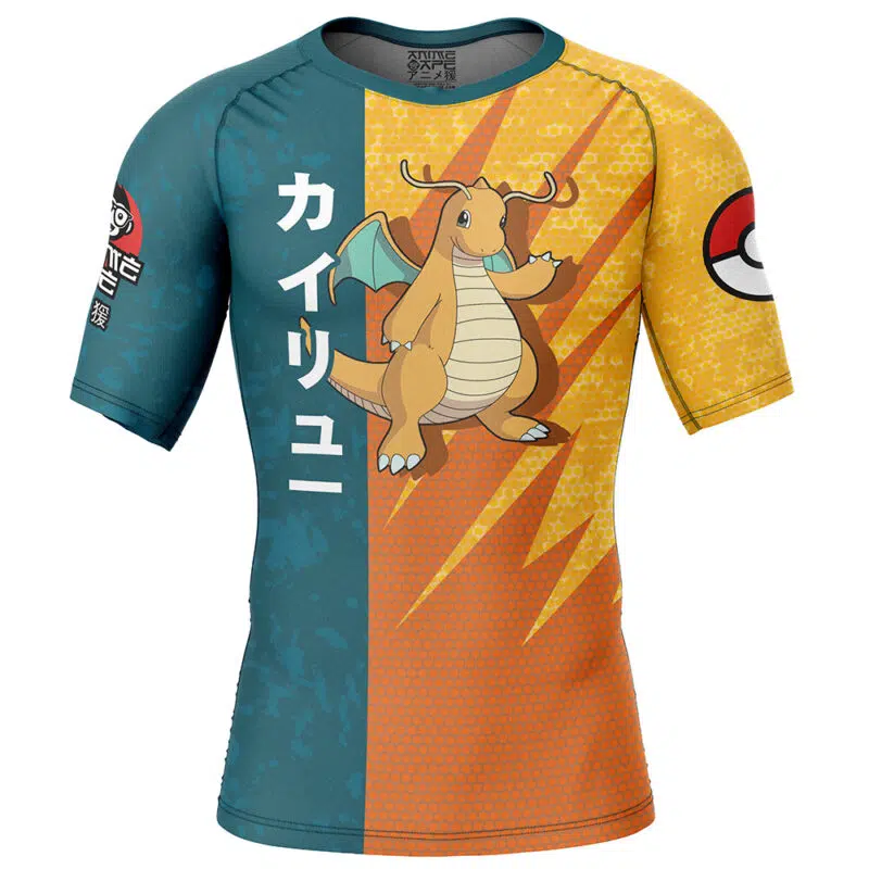 Dragonite Attack Pokemon Short Sleeve Rash Guard Compression Shirt