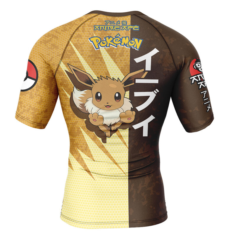 Eevee Attack Pokemon Short Sleeve Rash Guard Compression Shirt - Image 2