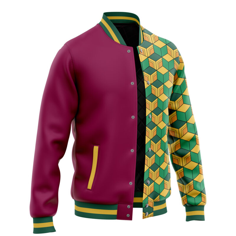 Giyu Tomioka Pattern Demon Slayer Varsity Jacket - Image 2