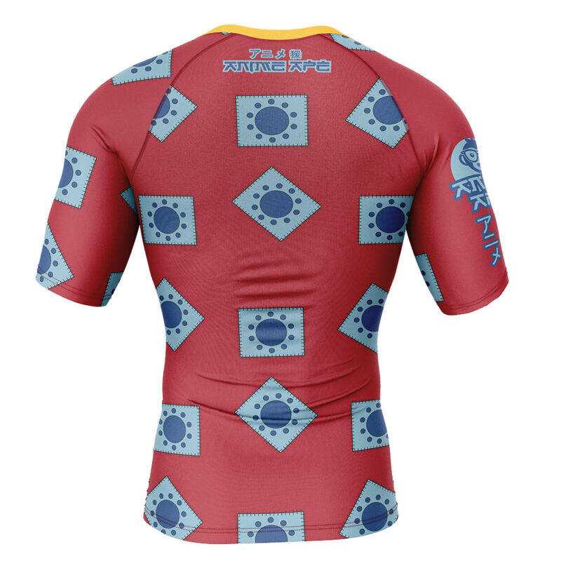 Luffy Wano pattern One Piece Short Sleeve Rash Guard Compression Shirt - Image 2