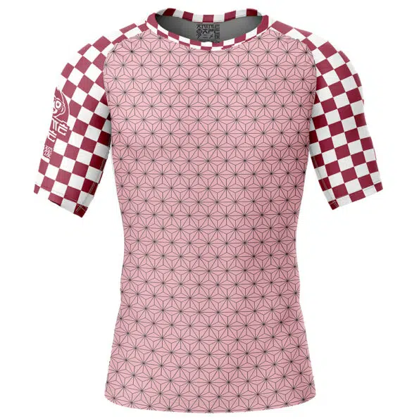 Nezuko Kamado Demon Slayer Short Sleeve Rash Guard Compression Shirt