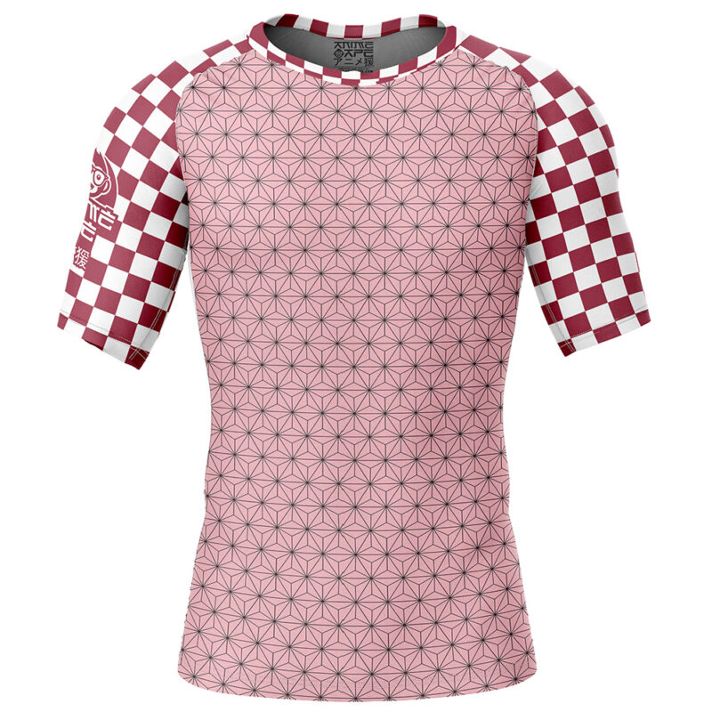 Nezuko Kamado Demon Slayer Short Sleeve Rash Guard Compression Shirt