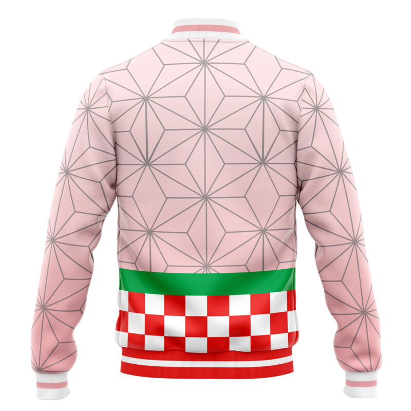 Nezuko Kamado Pattern Demon Slayer Varsity Jacket - Image 4