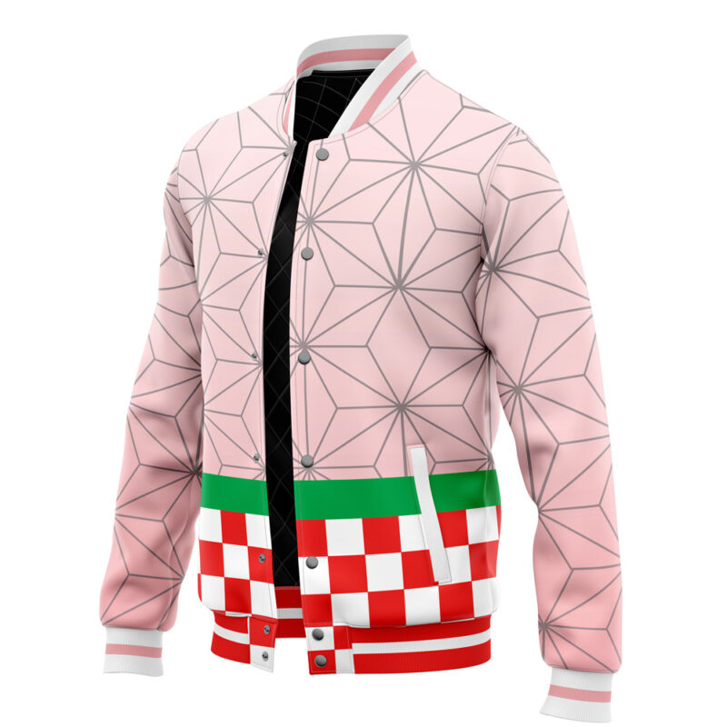 Nezuko Kamado Pattern Demon Slayer Varsity Jacket - Image 3