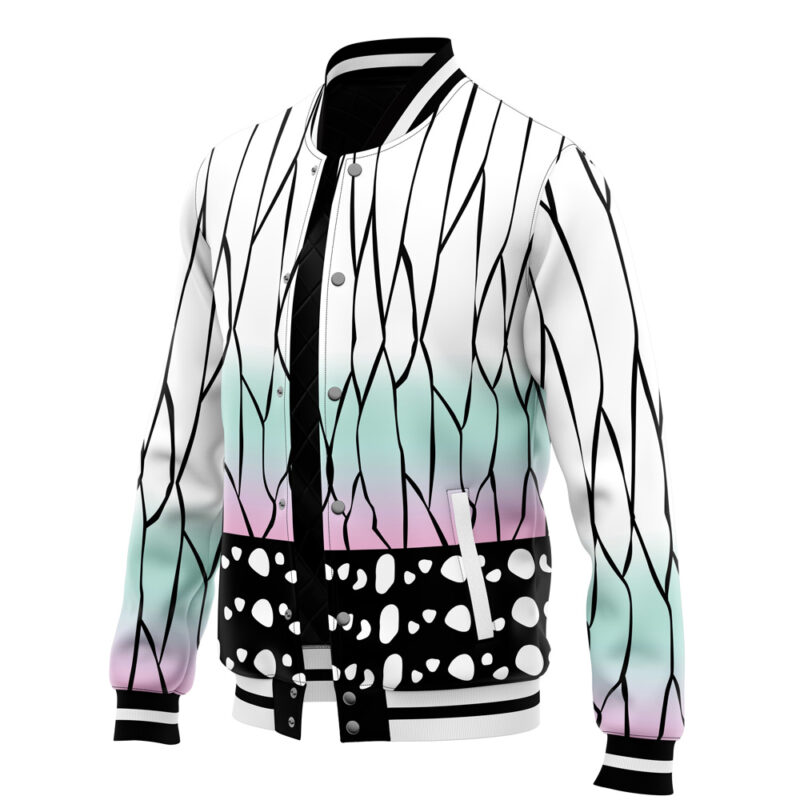 Shinobu Kocho Pattern Demon Slayer Varsity Jacket - Image 3