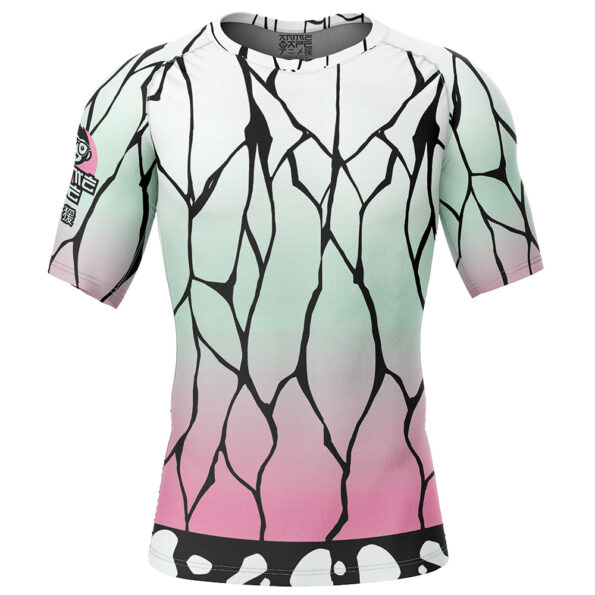 Shinobu Kocho Demon Slayer Short Sleeve Rash Guard Compression Shirt