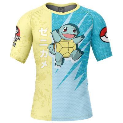 Squirtle Attack Pokemon Short Sleeve Rash Guard Compression Shirt