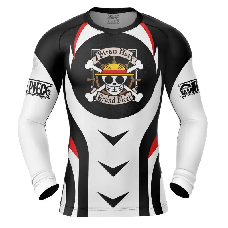 Straw Hat One Piece Long Sleeve Rash Guard Compression