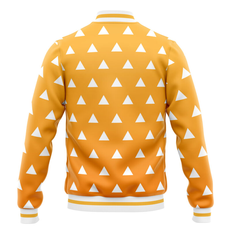 Zenitsu Agatsuma Pattern Demon Slayer Varsity Jacket - Image 4