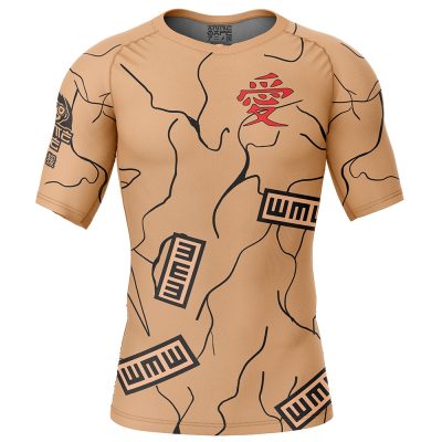 Gaara Gourd Naruto Short Sleeve Rash Guard Compression Shirt