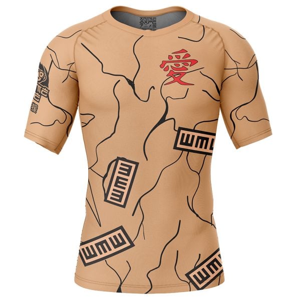 Gaara Gourd Naruto Short Sleeve Rash Guard Compression Shirt