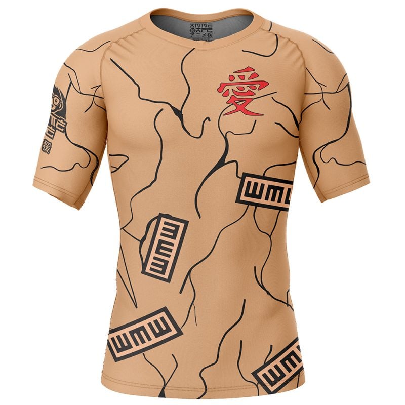 Gaara Gourd Naruto Short Sleeve Rash Guard Compression Shirt