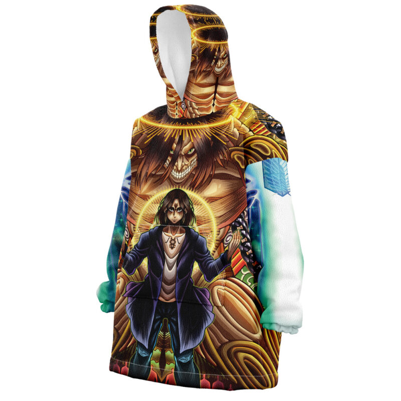 Trippy Eren Yeager Attack on Titan Snug Oversized Blanket Hoodie - Image 2