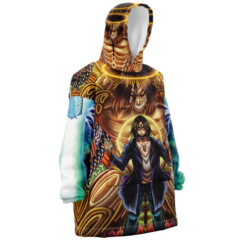 Trippy Eren Yeager Attack on Titan Snug Oversized Blanket Hoodie - Image 3